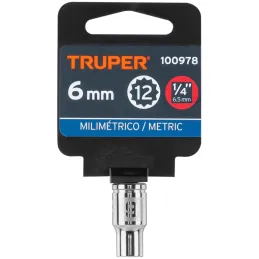 Dados 6mm E1/4 Poligonales CrVanadio, Truper 100978 Truper-Dados 6mm E1/4 Poligonales CrVanadio, Truper 100978 Fabricado en acer