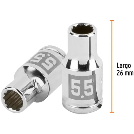 Dados 5.5mm E1/4 Poligonales CrVanadio, Truper 100975 Truper-Dados 5.5mm E1/4 Poligonales CrVanadio, Truper 100975 Fabricado en 