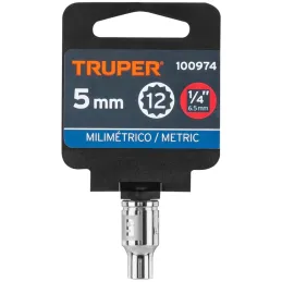 Dados 5mm E1/4 Poligonales CrVanadio, Truper 100974 Truper-Dados 5mm E1/4 Poligonales CrVanadio, Truper 100974 Fabricado en acer