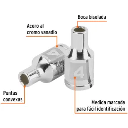 Dados 4mm E1/4 Poligonales CrVanadio, Truper 100973 Truper-Dados 4mm E1/4 Poligonales CrVanadio, Truper 100973 Fabricado en acer