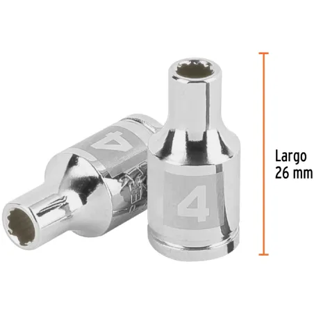 Dados 4mm E1/4 Poligonales CrVanadio, Truper 100973 Truper-Dados 4mm E1/4 Poligonales CrVanadio, Truper 100973 Fabricado en acer