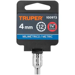 Dados 4mm E1/4 Poligonales CrVanadio, Truper 100973 Truper-Dados 4mm E1/4 Poligonales CrVanadio, Truper 100973 Fabricado en acer