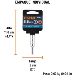 Dados 5.5mm E1/4 Tubulares Hexagonales CrVanadio, Truper 100970 Truper-Dados 5.5mm E1/4 Tubulares Hexagonales CrVanadio, Truper 