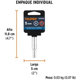 Dados 5mm E1/4 Tubulares Hexagonales CrVanadio, Truper 100969 Truper-Dados 5mm E1/4 Tubulares Hexagonales CrVanadio, Truper 1009
