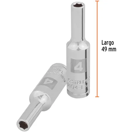 Dados 4mm E1/4 Tubulares Hexagonales CrVanadio, Truper 100968 Truper-Dados 4mm E1/4 Tubulares Hexagonales CrVanadio, Truper 1009