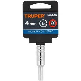 Dados 4mm E1/4 Tubulares Hexagonales CrVanadio, Truper 100968 Truper-Dados 4mm E1/4 Tubulares Hexagonales CrVanadio, Truper 1009
