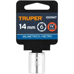 Dados 14mm E1/4 Hexagonales CrVanadio, Truper 100967 Truper-Dados 14mm E1/4 Hexagonales CrVanadio, Truper 100967 Fabricado en ac