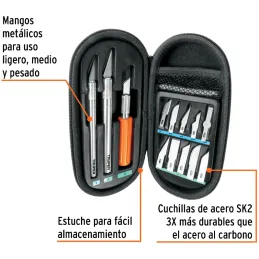 Juego de 10 Cuchillas Hobby con estuche, Truper 17512 Truper-Juego de 10 Cuchillas Hobby con estuche, Truper 17512 13 Cuchillas 