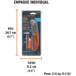 Navaja Abatible 6" Cuchilla Cambio Rapido CuerpoAluminio AceroInox, Truper 101101 Truper-Navaja Abatible 6" Cuchilla Cambio Rapi