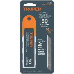 Cuchillas de repuesto 18mm 50u SK4 Navaja cutters 16976 16977 16974 22396 22405 Truper 100101 Truper-Cuchillas de repuesto 18mm 