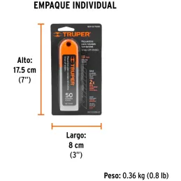 Cuchillas de repuesto 18mm 50u SK4 Navaja cutters 16976 16977 16974 22396 22405 Truper 100101 Truper-Cuchillas de repuesto 18mm 
