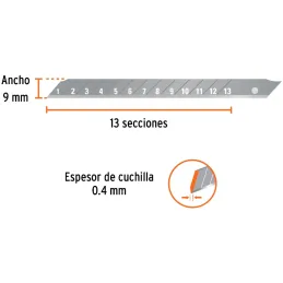 Cuchillas de repuesto 9mm 10u SK2 Navaja cutters 16971 16968 22403 Truper 100098 Truper-Cuchillas de repuesto 9mm 10u SK2 Navaja