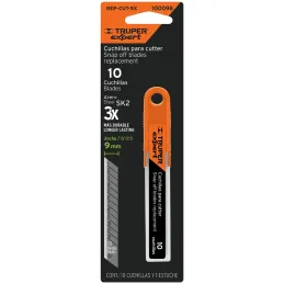 Cuchillas de repuesto 9mm 10u SK2 Navaja cutters 16971 16968 22403 Truper 100098 Truper-Cuchillas de repuesto 9mm 10u SK2 Navaja
