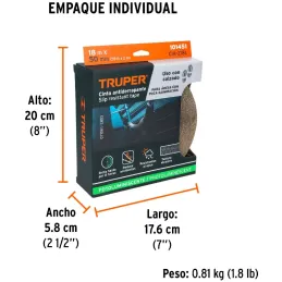 Cintas adhesivas antiderrapantes 2" x18m Negro Fotoluminiscente, Truper 101451 Truper-Cintas adhesivas antiderrapantes 2" x18m N