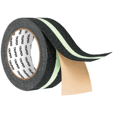Cintas adhesivas antiderrapantes 2" x5m Negro Fotoluminiscente, Truper 101450 Truper-Cintas adhesivas antiderrapantes 2" x5m Neg