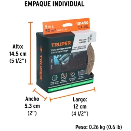 Cintas adhesivas antiderrapantes 2" x5m Negro Fotoluminiscente, Truper 101450 Truper-Cintas adhesivas antiderrapantes 2" x5m Neg