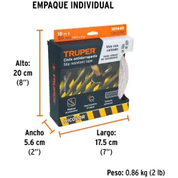 Cintas adhesivas antiderrapantes 2" x18m Bicolor Escalones Precaucion, Truper 101449 Truper-Cintas adhesivas antiderrapantes 2" 