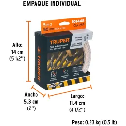 Cintas adhesivas antiderrapantes 2" x5m Bicolor Escalones Precaucion, Truper 101448 Truper-Cintas adhesivas antiderrapantes 2" x