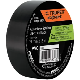 Cintas Aislantes 19mm x18m Negro Retardante Flama 500V, Truper 19954 Truper-Cintas Aislantes 19mm x18m Negro Retardante Flama 50