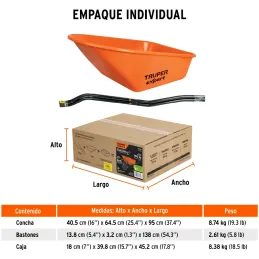 Carretillas 6 ft3 750kg Super Reforzado Calibre18 Imponchable, Truper 100417 Truper-Carretillas 6 ft3 750kg Super Reforzado Cali
