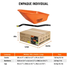Carretillas 5.5 ft3 750kg Super Reforzado Calibre18 Imponchable, Truper 100416 Truper-Carretillas 5.5 ft3 750kg Super Reforzado 