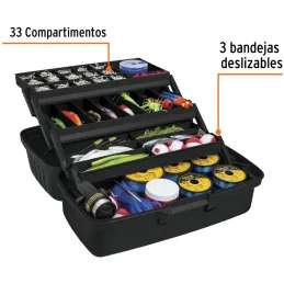 Cajas para Pesca 16" 41x23x21cm 3Bandejas Deslizable 33Compartimientos, Truper 10539 Truper-Cajas para Pesca 16" 41x23x21cm 3Ban
