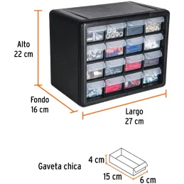 Organizador 16 Gavetas 27x16x22cm Compartimientos ABS Truper 11851 Truper-Organizador 16 Gavetas 27x16x22cm Compartimientos ABS 