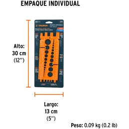 Regla Calibradora de Tuerca y Tornillos STD y MM 22cm, Truper 10811 Truper-Regla Calibradora de Tuerca y Tornillos STD y MM 22cm