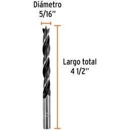Brocas para Madera 5/16" x105mm, Truper 101693 Truper-Brocas para Madera 5/16" x105mm, Truper 101693 Punta centradora para una p