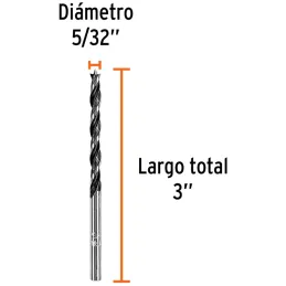 Brocas para Madera 5/32" x75mm, Truper 101627 Truper-Brocas para Madera 5/32" x75mm, Truper 101627 Punta centradora para una per