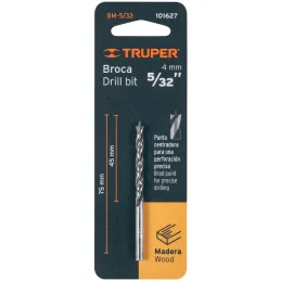 Brocas para Madera 5/32" x75mm, Truper 101627 Truper-Brocas para Madera 5/32" x75mm, Truper 101627 Punta centradora para una per