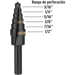 Brocas Escalonada HSS 6 Escalones 3/16"-1/2" x60mm, Truper 12120 Truper-Brocas Escalonada HSS 6 Escalones 3/16"-1/2" x60mm, Trup