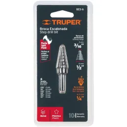 Brocas Escalonada HSS 6 Escalones 3/16"-1/2" x60mm, Truper 12120 Truper-Brocas Escalonada HSS 6 Escalones 3/16"-1/2" x60mm, Trup