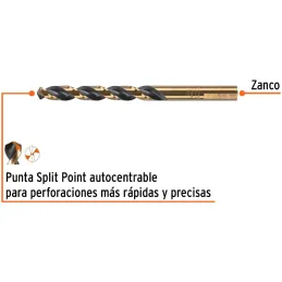 Brocas Metal HSS 9.5mm xL125mm Truper 14319 Truper-Brocas Metal HSS 9.5mm xL125mm Truper 14319 Punta Split Point autocentrable p