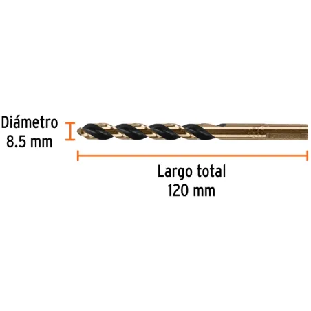 Brocas Metal HSS 8.5mm xL117mm Truper 14179 Truper-Brocas Metal HSS 8.5mm xL117mm Truper 14179 Punta Split Point autocentrable p