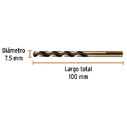 Brocas Metal HSS 7.5mm xL109mm Truper 14154 Truper-Brocas Metal HSS 7.5mm xL109mm Truper 14154 Punta Split Point autocentrable p