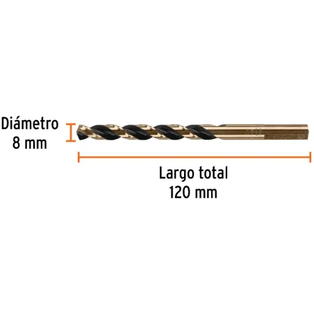Brocas Metal HSS 8mm xL117mm Truper 14178 Truper-Brocas Metal HSS 8mm xL117mm Truper 14178 Punta Split Point autocentrable para 