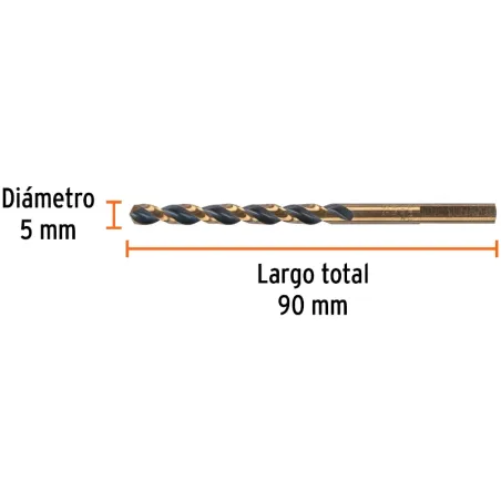 Brocas Metal HSS 5mm xL86mm Truper 14147 Truper-Brocas Metal HSS 5mm xL86mm Truper 14147 Punta Split Point autocentrable para pe