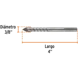 Broca para Vidrios y Azulejos 3/8" x4" Carburo de Tungsteno, Truper 101829 Truper-Broca para Vidrios y Azulejos 3/8" x4" Carburo