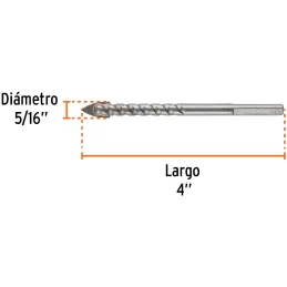 Broca para Vidrios y Azulejos 5/16" x4" Carburo de Tungsteno, Truper 101828 Truper-Broca para Vidrios y Azulejos 5/16" x4" Carbu