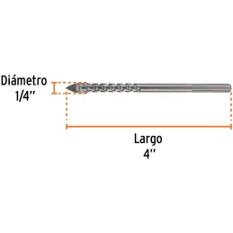 Broca para Vidrios y Azulejos 1/4" x4" Carburo de Tungsteno, Truper 101827 Truper-Broca para Vidrios y Azulejos 1/4" x4" Carburo