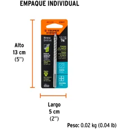 Broca para Vidrios y Azulejos 1/4" x4" Carburo de Tungsteno, Truper 101827 Truper-Broca para Vidrios y Azulejos 1/4" x4" Carburo