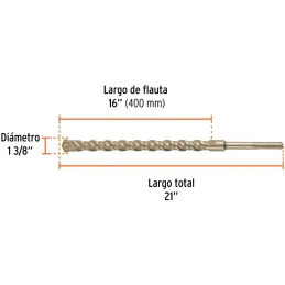 Brocas SDS Max 1-3/8" x21" Concreto Truper 101468 Truper-Brocas SDS Max 1-3/8" x21" Concreto Truper 101468 Para perforaciones en
