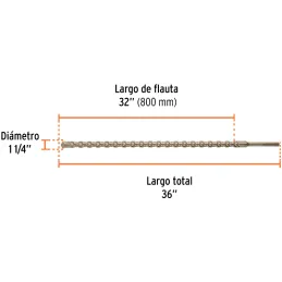 Brocas SDS Max 1-1/4" x36" Concreto Truper 101467 Truper-Brocas SDS Max 1-1/4" x36" Concreto Truper 101467 Para perforaciones en