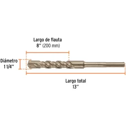 Brocas SDS Max 1-1/4" x13" Concreto Truper 101465 Truper-Brocas SDS Max 1-1/4" x13" Concreto Truper 101465 Para perforaciones en