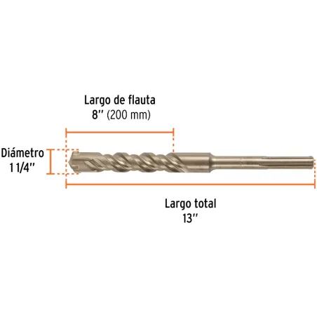 Brocas SDS Max 1-1/4" x13" Concreto Truper 101465 Truper-Brocas SDS Max 1-1/4" x13" Concreto Truper 101465 Para perforaciones en