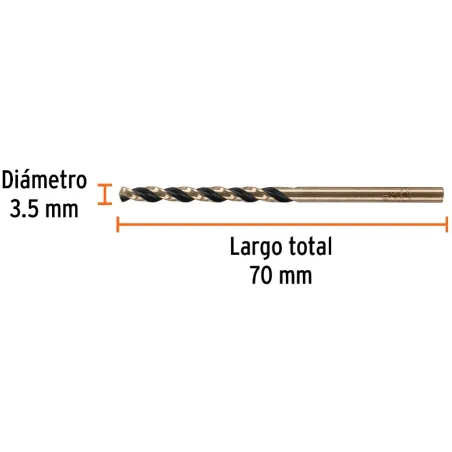 Brocas Metal HSS 3.5mm xL70mm Truper 14130 Truper-Brocas Metal HSS 3.5mm xL70mm Truper 14130 Punta Split Point autocentrable par