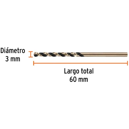 Brocas Metal HSS 3mm xL61mm Truper 14127 Truper-Brocas Metal HSS 3mm xL61mm Truper 14127 Punta Split Point autocentrable para pe