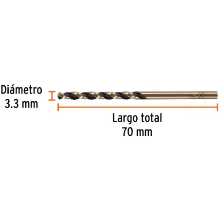 Brocas Metal HSS 3.3mm xL65mm Truper 14129 Truper-Brocas Metal HSS 3.3mm xL65mm Truper 14129 Punta Split Point autocentrable par