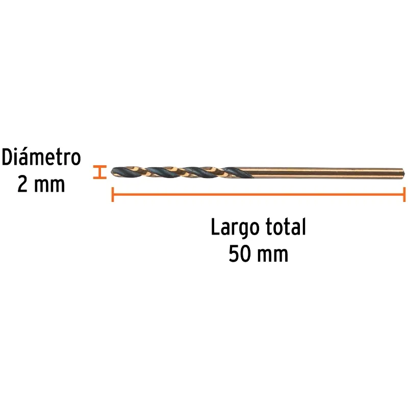 Brocas Metal HSS 2mm xL49mm Truper 14124 Truper-Brocas Metal HSS 2mm xL49mm Truper 14124 Punta Split Point autocentrable para pe